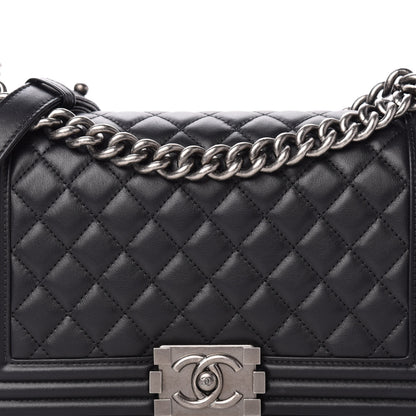 Chanel Lambskin Quilted Medium Boy Flap Black 11 of 12
