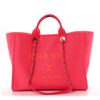 Chanel Mixed Fibers Calfskin Medium Deauville Tote Pink Orange 1 of 12