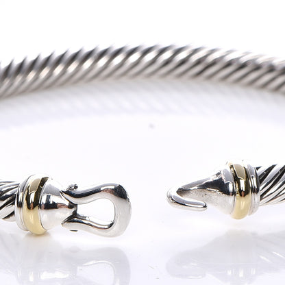 David Yurman Sterling Silver 18K Yellow Gold 5mm Cable Classic Buckle Bracelet 4 of 5