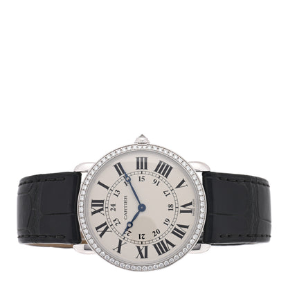 Cartier 18K White Gold Alligator Diamond Bezel 36mm Ronde Louis Manual Winding Watch 2 of 4