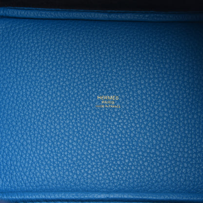 Hermes Taurillon Clemence Casaque Picotin Lock 18 PM Blue Nuit Black Bleu Frida 6 of 10