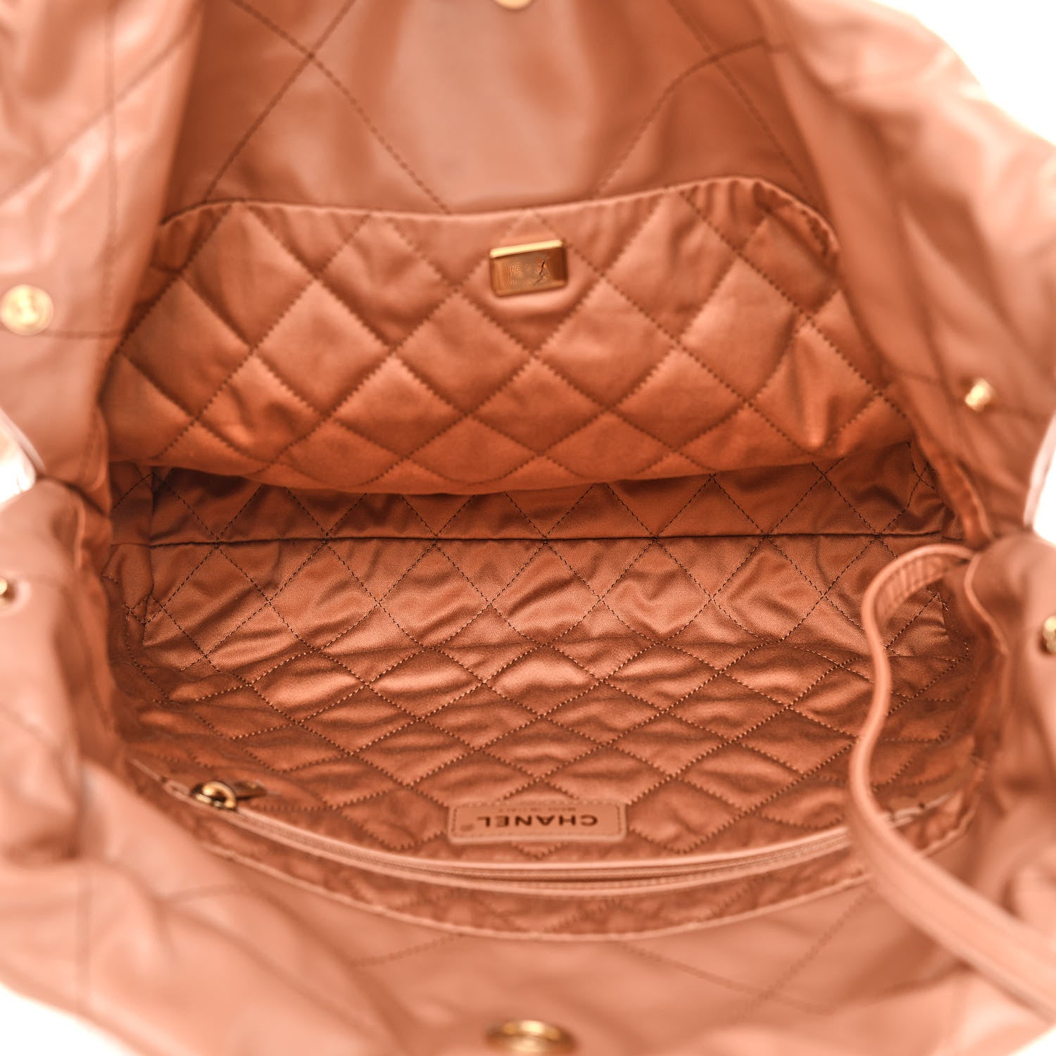 Chanel Shiny Calfskin Quilted Small Chanel 22 Camel 8 of 12