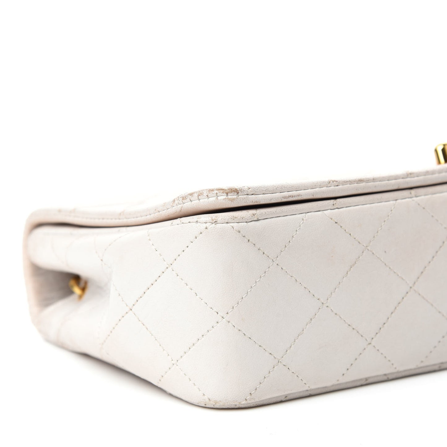 Lambskin Quilted Small Single Flap White