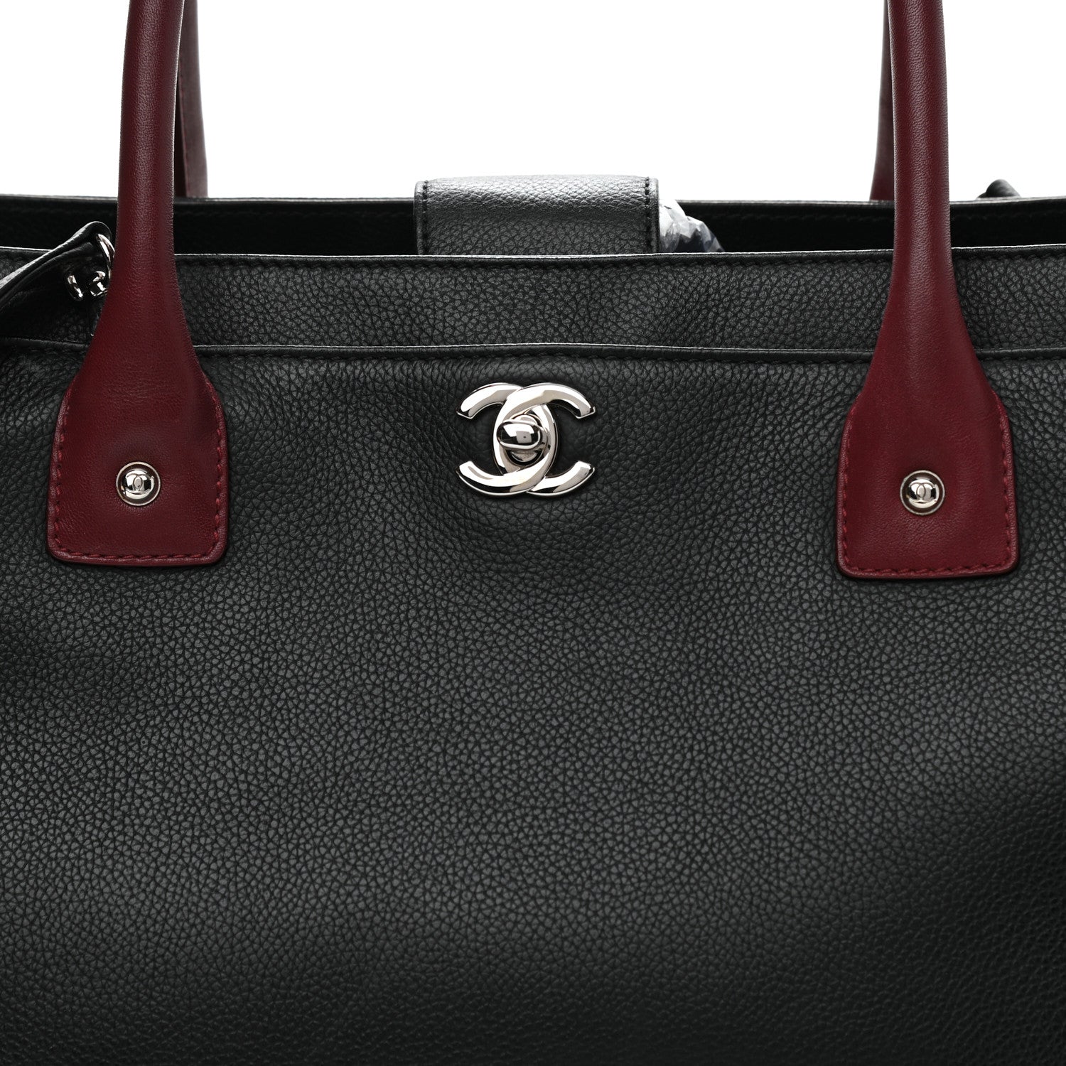 Chanel Calfskin Cerf Executive Shopper Tote Burgundy Black 7 of 9