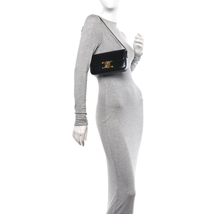 Celine Shiny Calfskin Triomphe Shoulder Bag Black 2 of 11