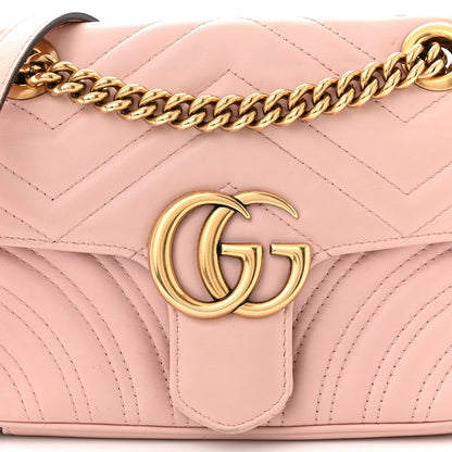 Gucci Calfskin Matelasse Mini GG Marmont Shoulder Bag Perfect Pink 8 of 12