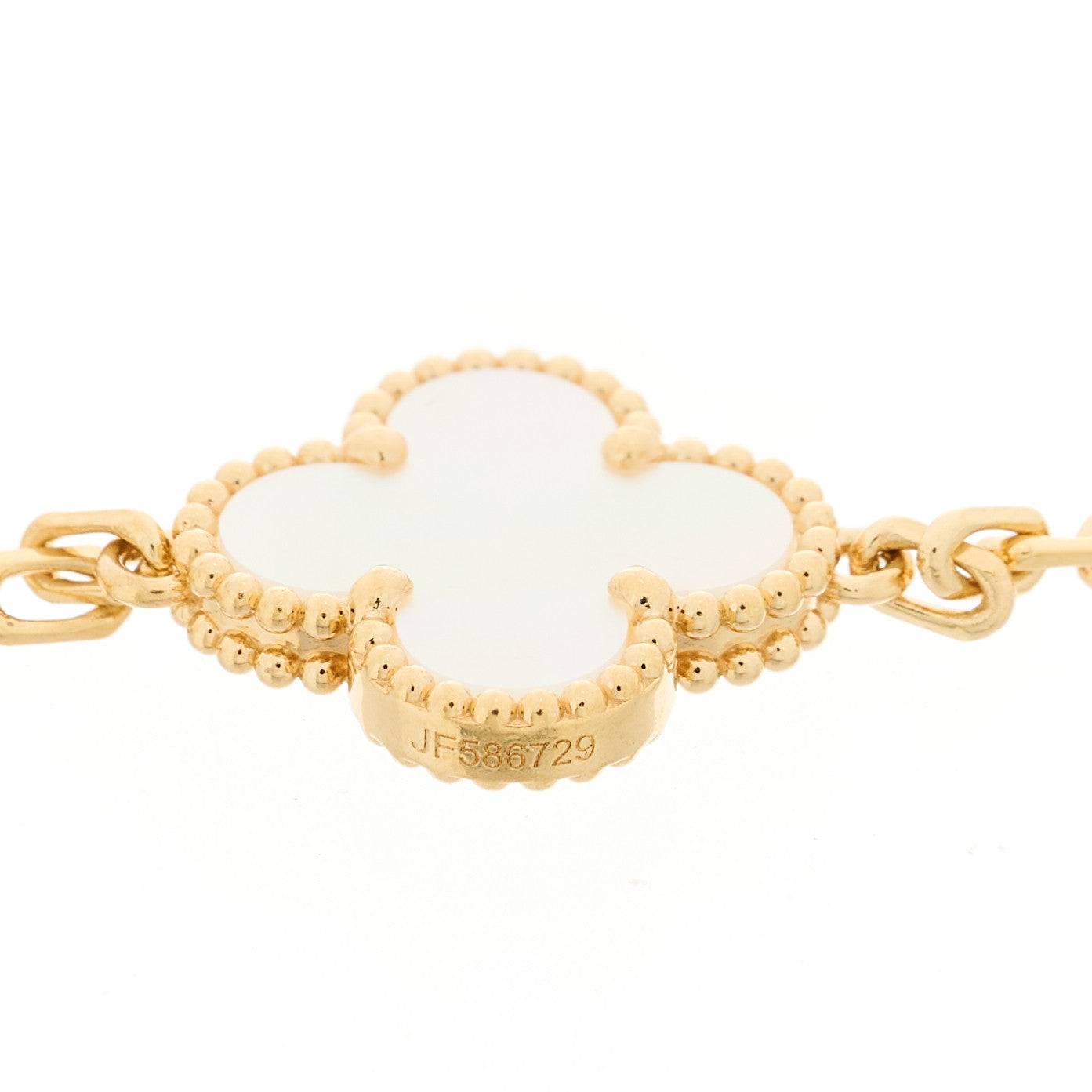 18K Yellow Gold Mother of Pearl 5 Motifs Vintage Alhambra Bracelet