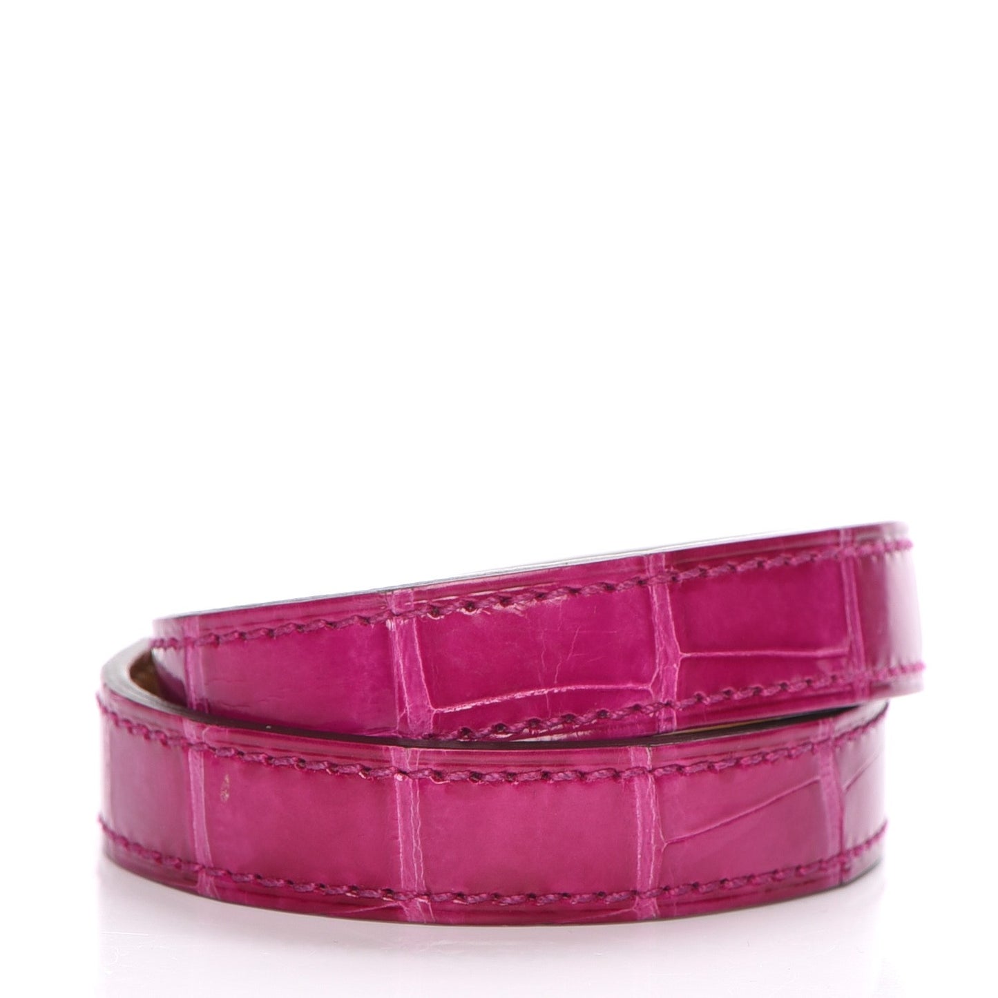 Shiny Alligator Kelly Double Tour Bracelet S Fuchsia