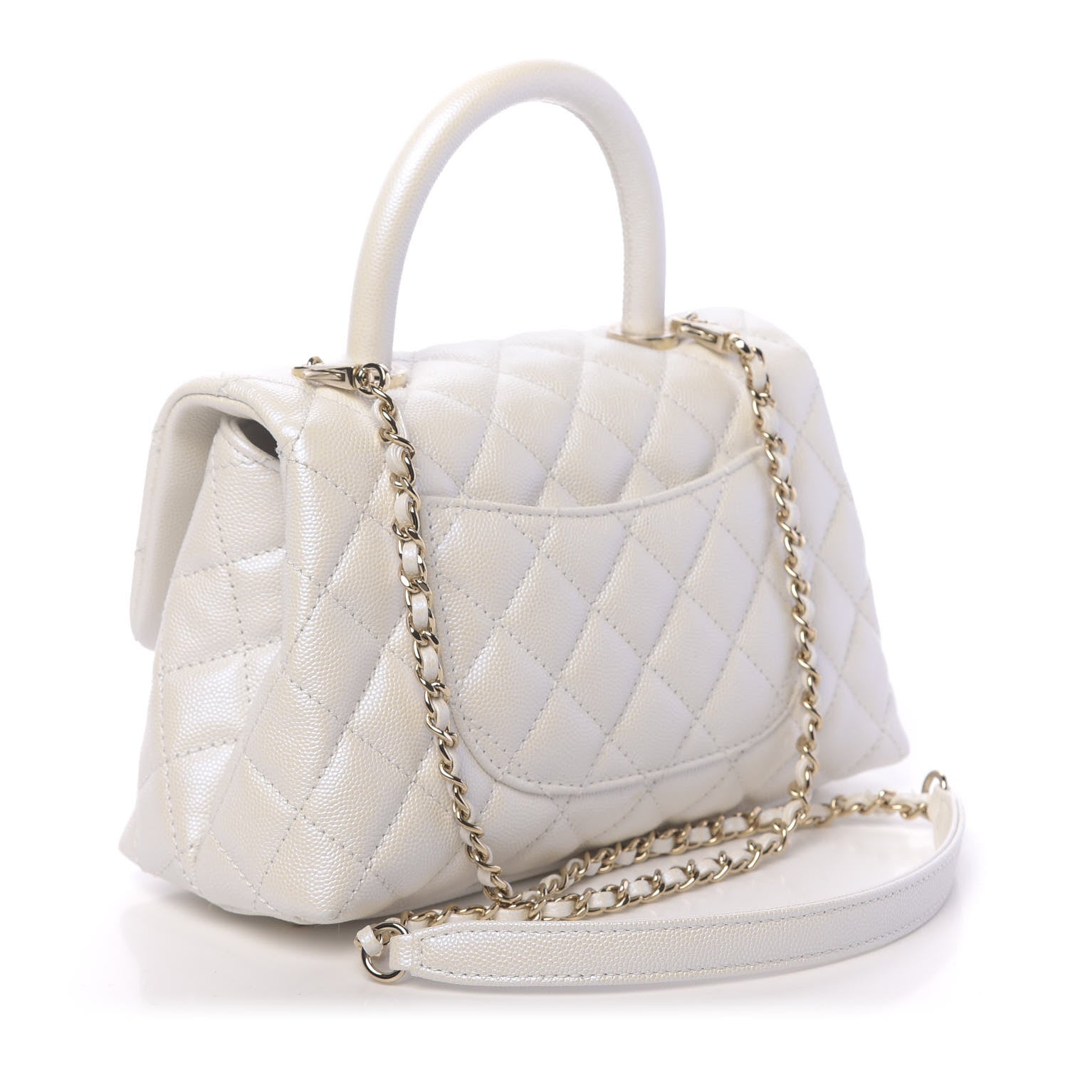 Chanel Iridescent Caviar Quilted Mini Coco Handle Flap White 4 of 11