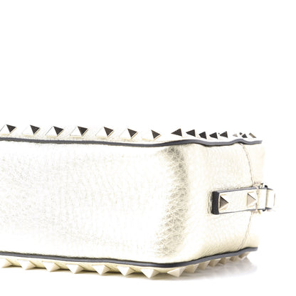 Valentino Garavani Metallic Pebbled Calfskin Rockstud Camera Crossbody Bag Platino 7 of 10