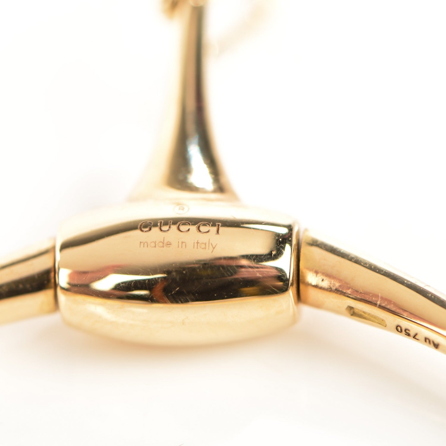 Gucci 18K Yellow Gold Horsebit Drop Hoop Earrings 5 of 6