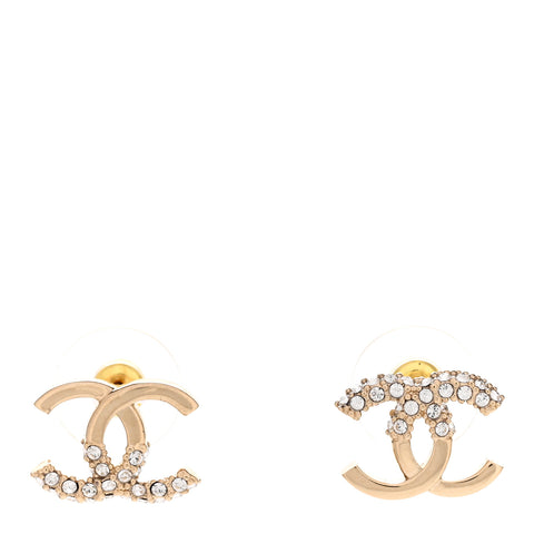 Crystal Metal CC Earrings Gold