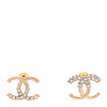Chanel Crystal Metal CC Earrings Gold 1 of 5