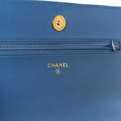 Chanel Lambskin Quilted Chanel 19 Wallet On Chain WOC Blue 6 of 12