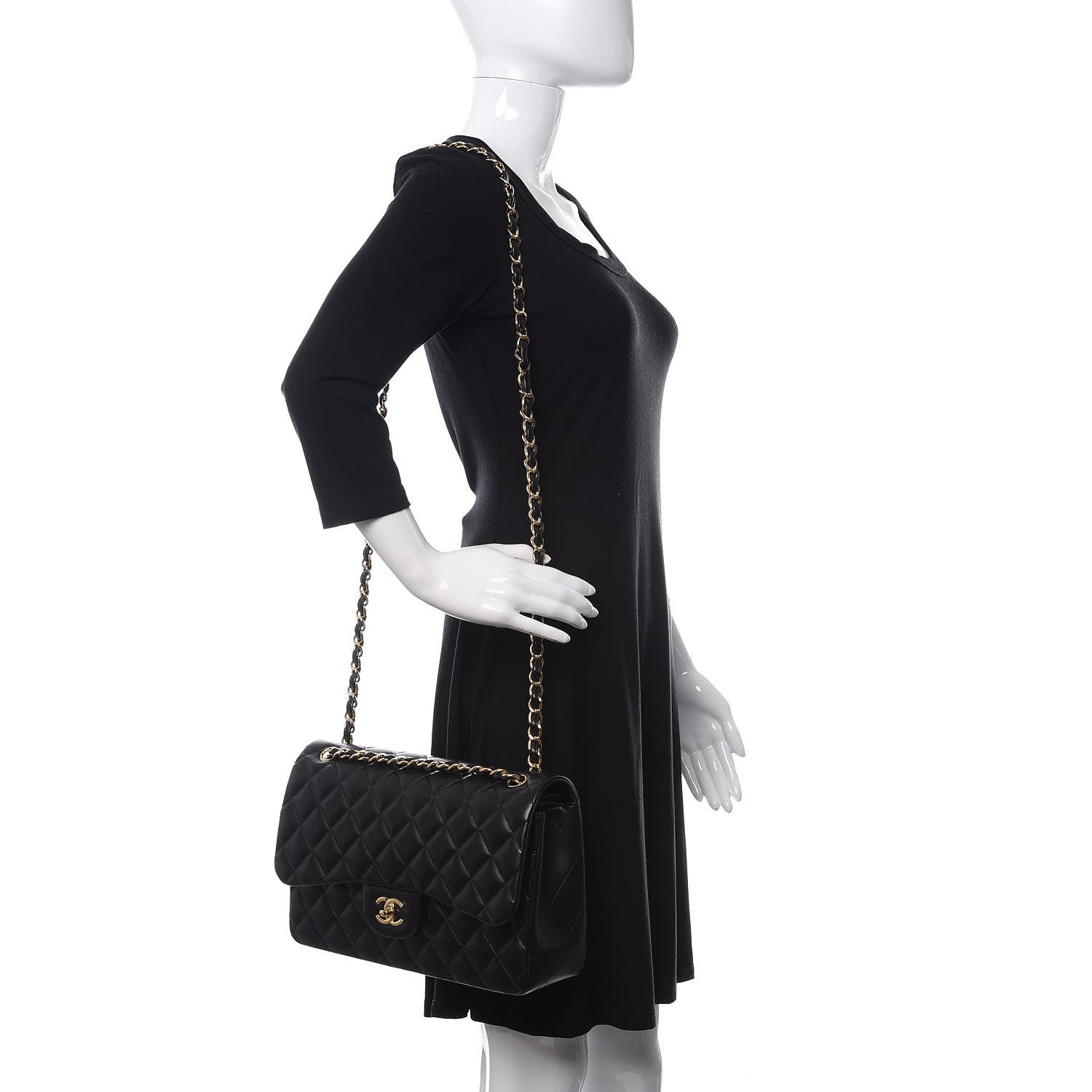 Chanel Lambskin Quilted Jumbo Double Flap Black 2 of 10
