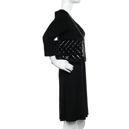 Chanel Patent Quilted Clutch with Chain Flap Black 2 of 10