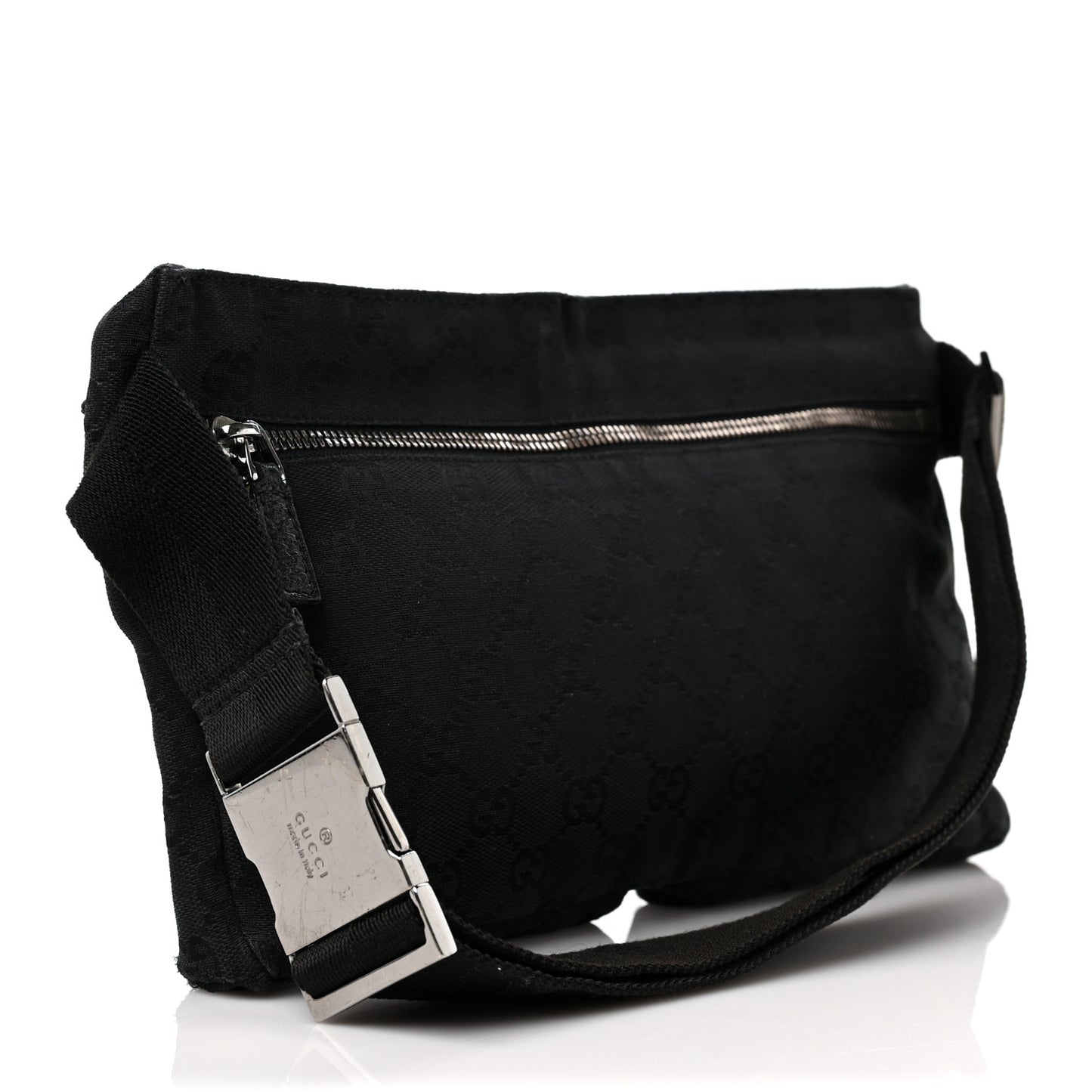 Denim Monogram Double Pocket Belt Bag Black