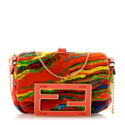 Fendi Velvet Tappetino Marble Nano Maxi Buckle Baguette Charm Rosso Multicolor 1 of 9