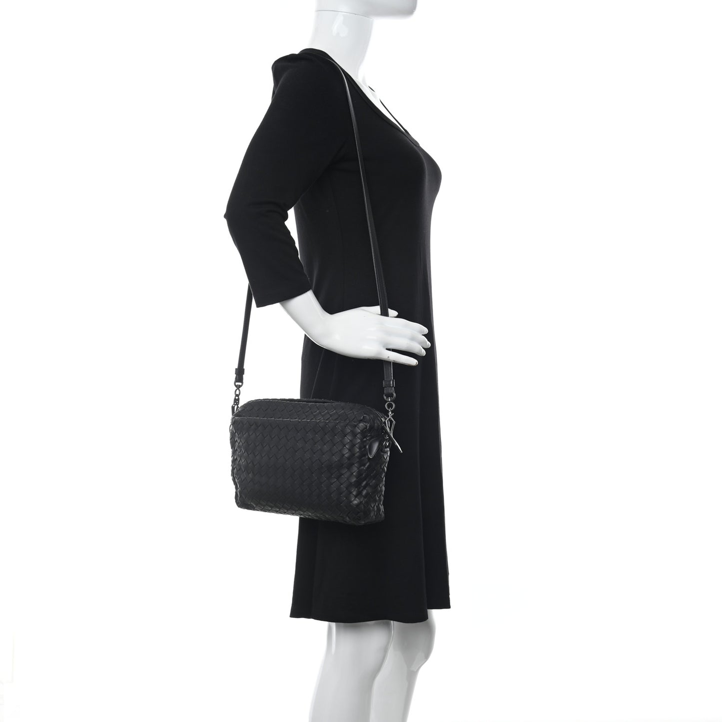 Nappa Intrecciato Crossbody Messenger Black