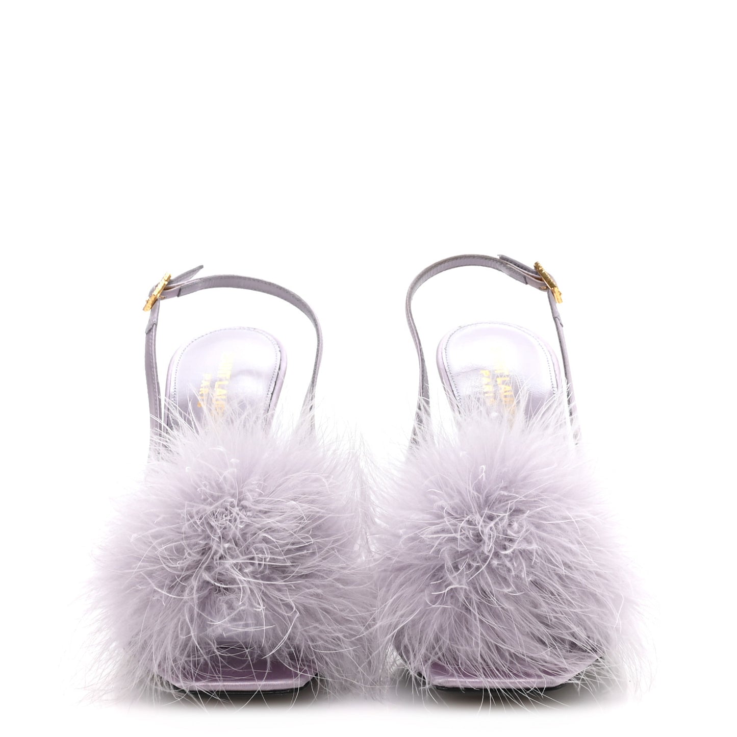 Crepe Satin Mae Feathered Sandals Slight 37.5 Poly Grey