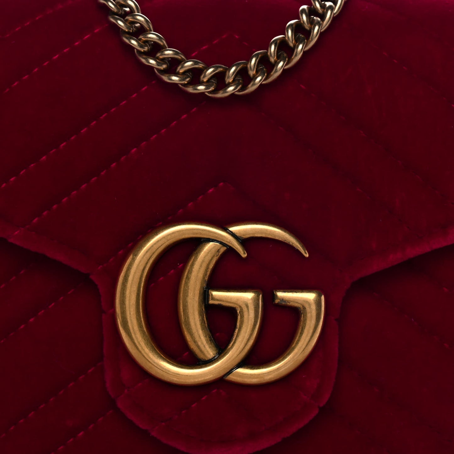 Velvet Matelasse GG Marmont Chain Wallet Fuchsia Violet Cyclamen