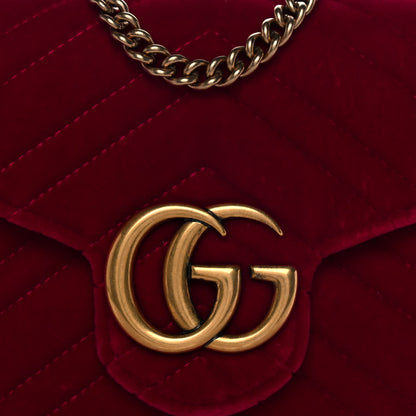 Gucci Velvet Matelasse GG Marmont Chain Wallet Fuchsia Violet Cyclamen 8 of 12