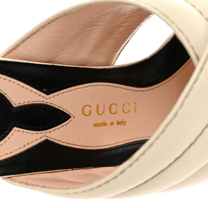 Gucci Malaga Kid Kingsnake Webby Crossover High Heel Slide Sandals 38 Mystic White 7 of 8