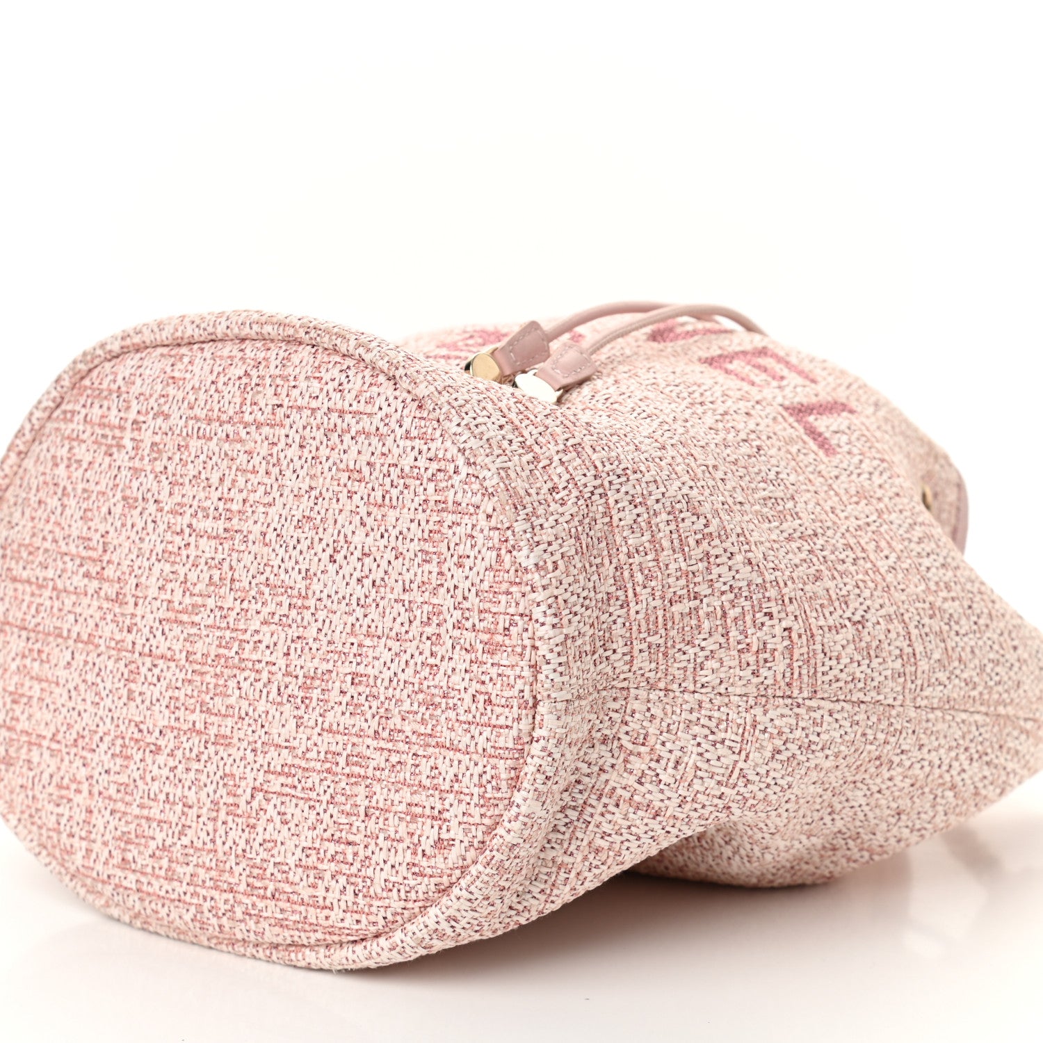Chanel Lurex Boucle Deauville Drawstring Bag Pink 10 of 10