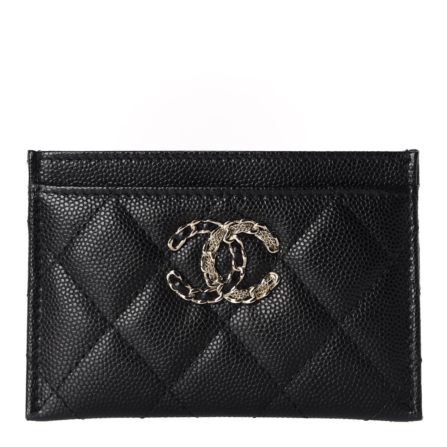 Caviar Quilted French New Wave Card Holder Black