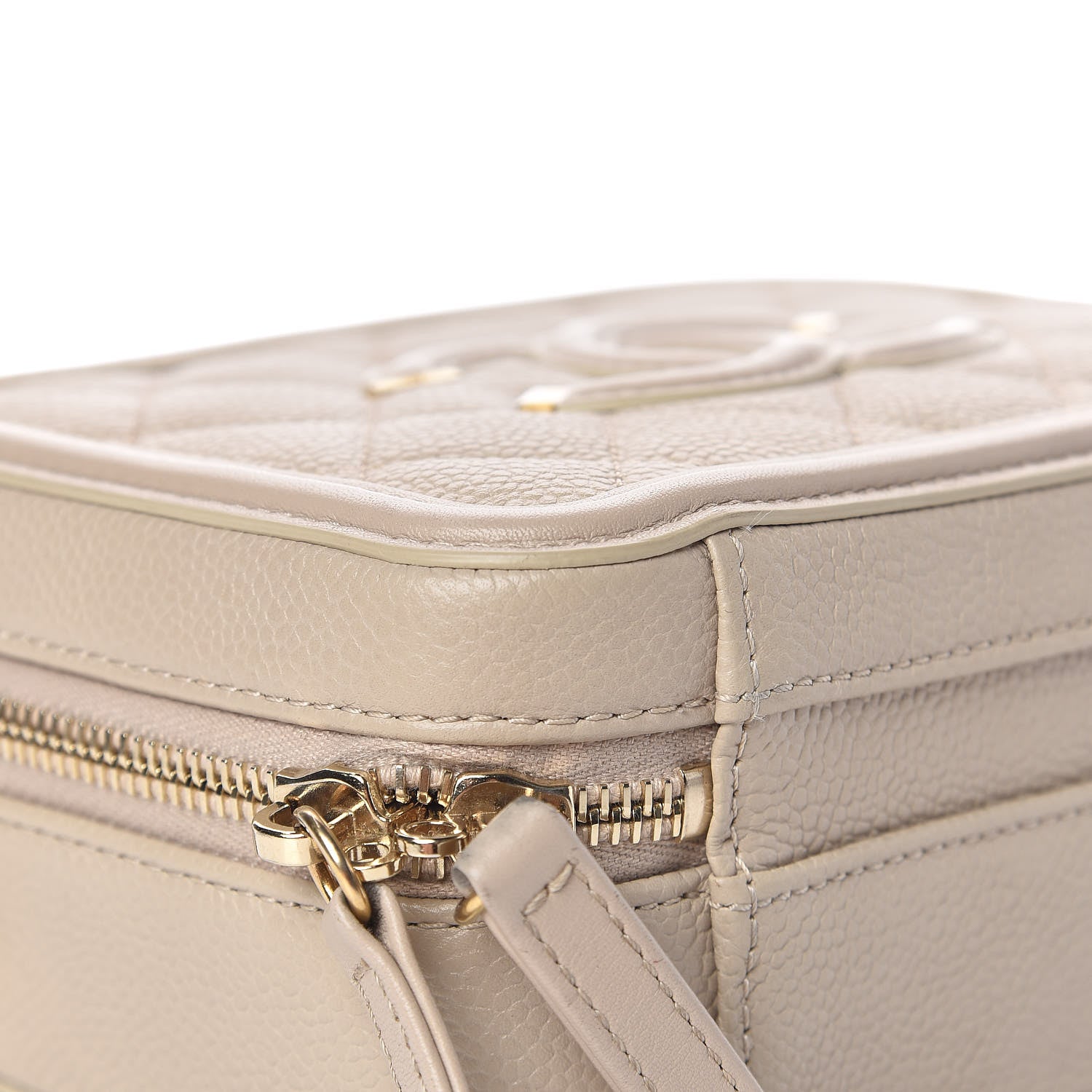Chanel Caviar Quilted Small CC Filigree Vanity Case Light Beige 11 of 15