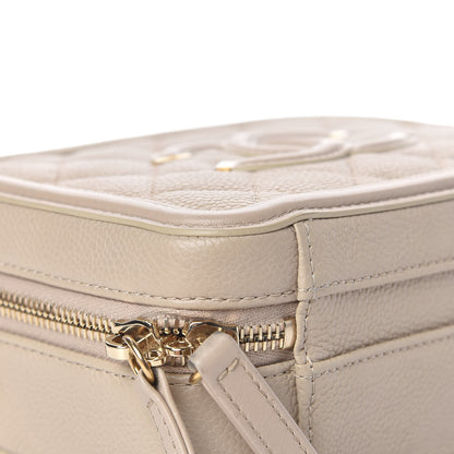 Chanel Caviar Quilted Small CC Filigree Vanity Case Light Beige 11 of 15