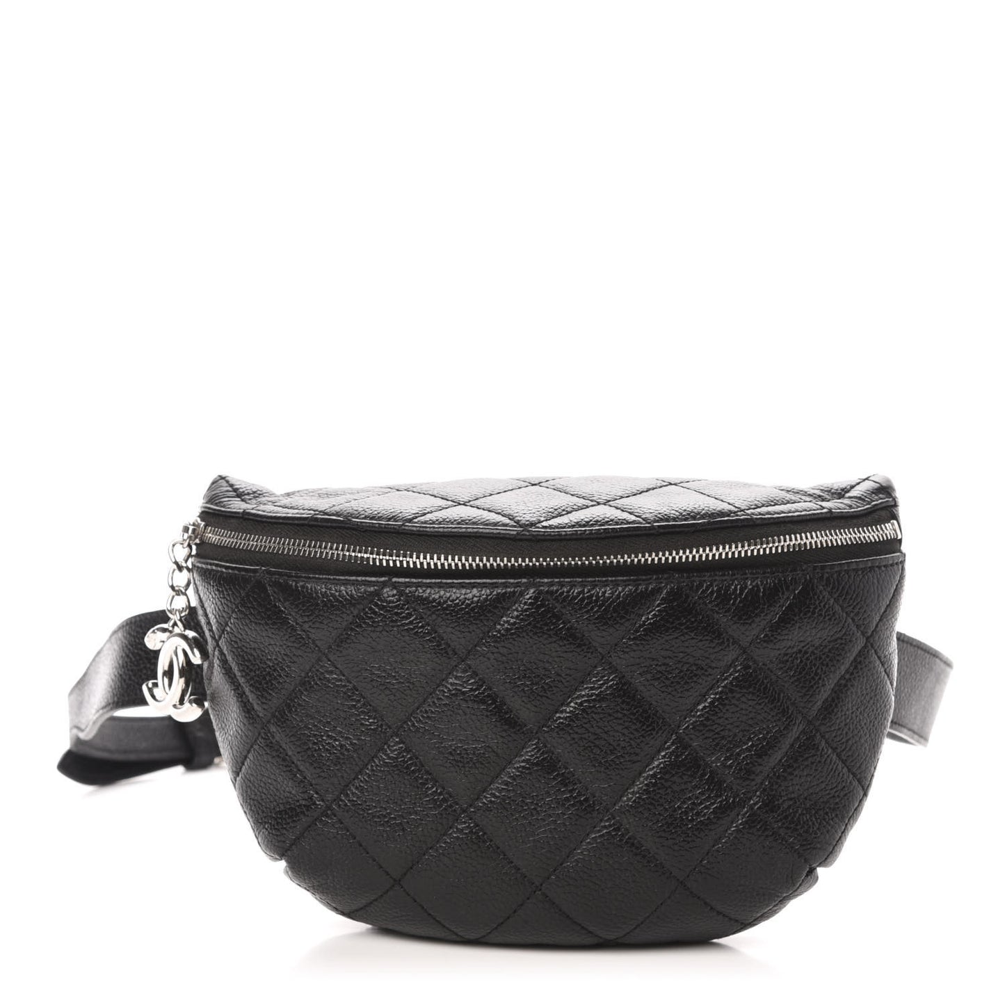 Grained Calfskin Quilted Waist Belt Bag Black