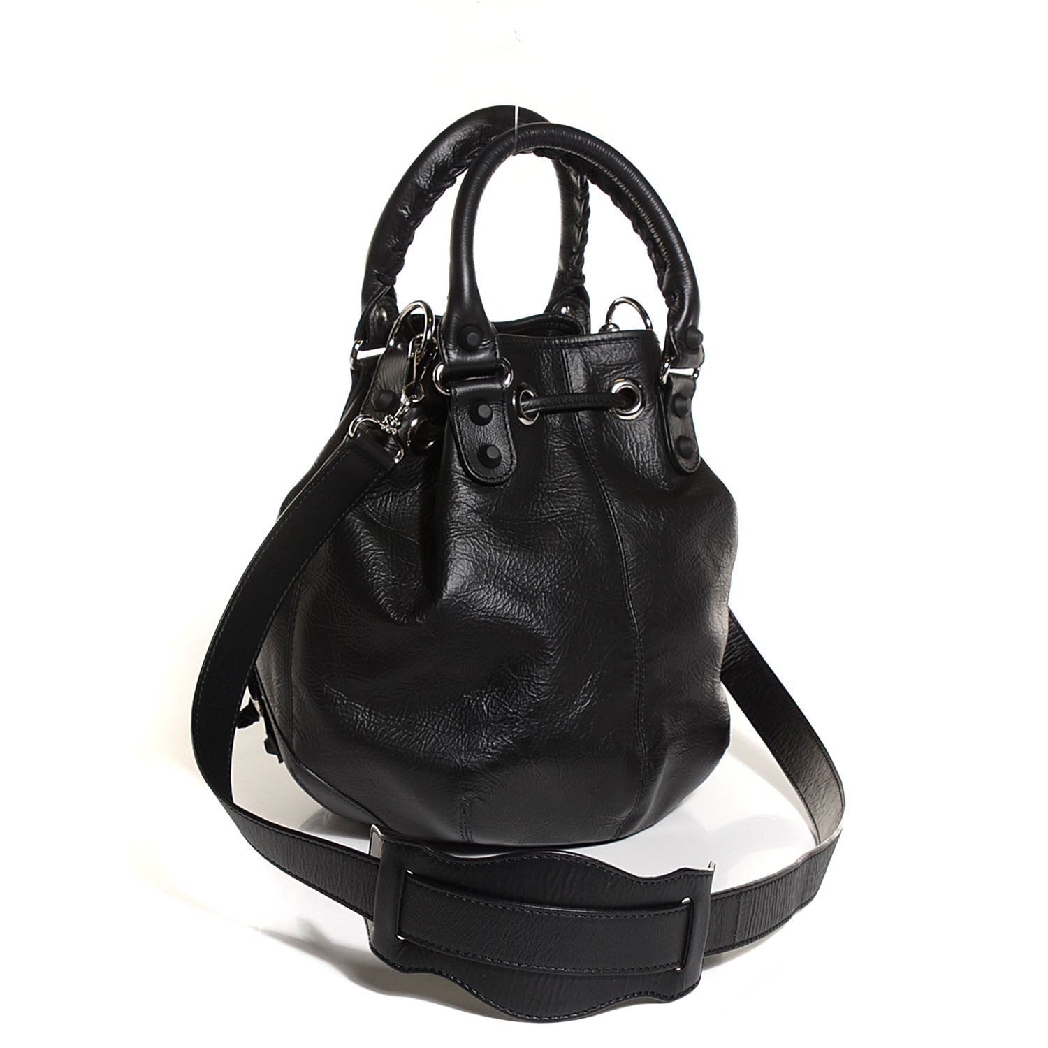 Balenciaga Matte Goatskin Rubber Covered Classic Hardware Mini Pompon Black 3 of 10