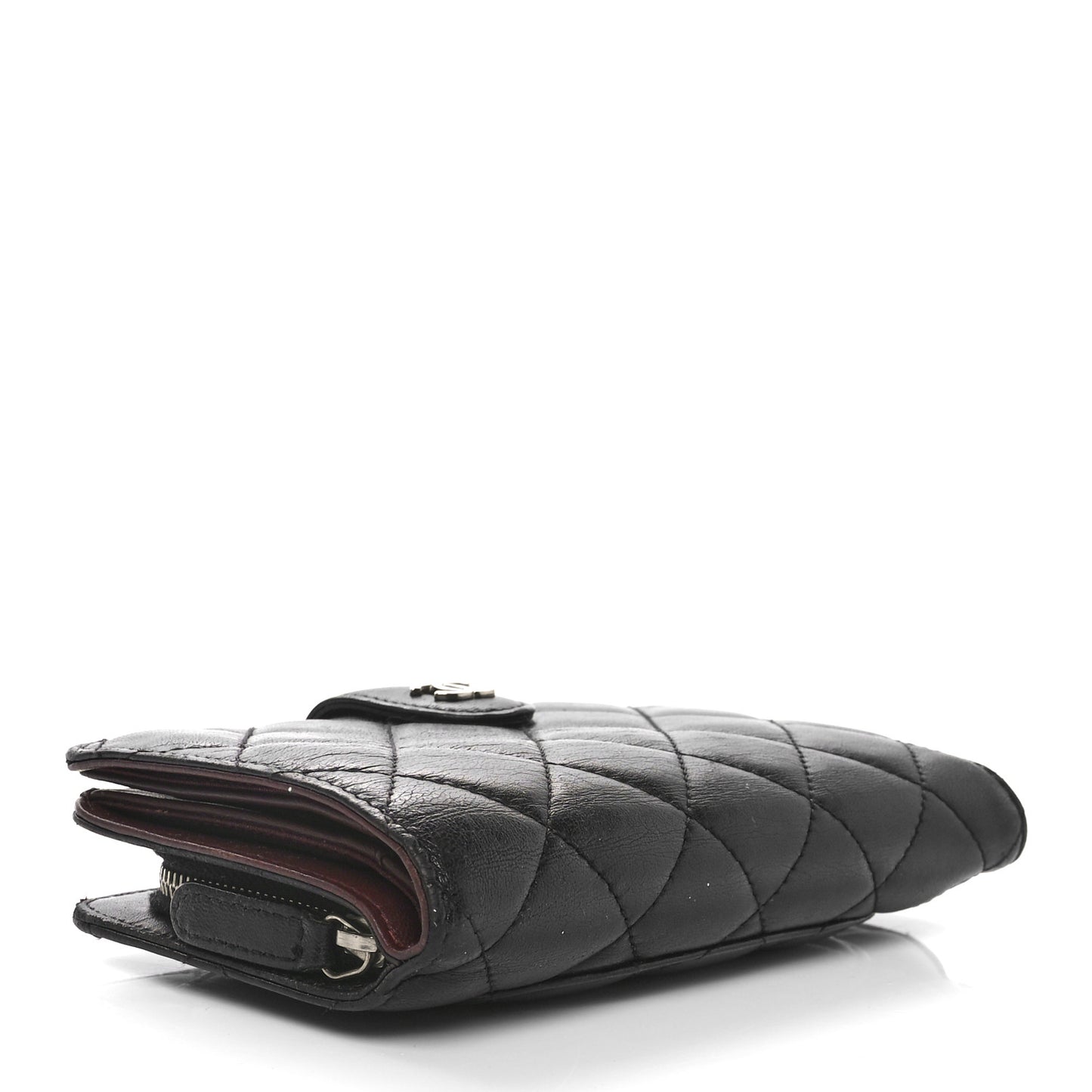 Lambskin Quilted Zipped Pocket Wallet Black