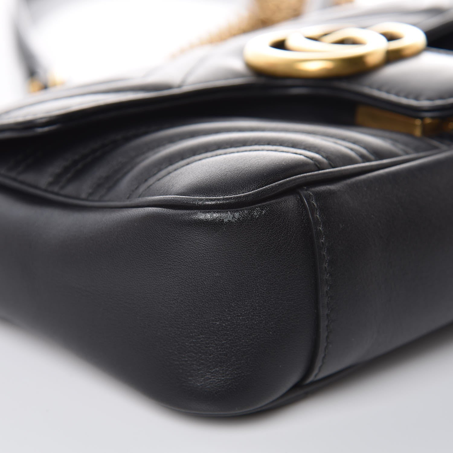 Gucci Calfskin Matelasse Mini GG Marmont Shoulder Bag Black 8 of 13
