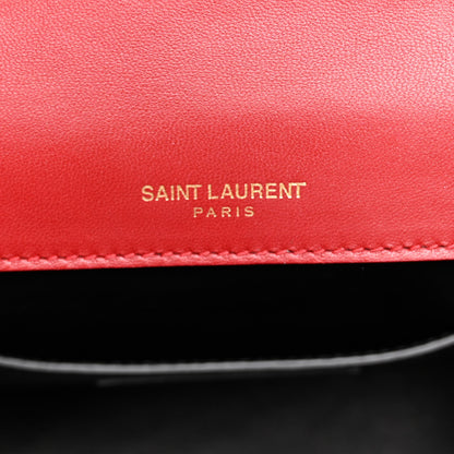 Saint Laurent Patent Matelasse Monogram Small Vicky Chain Bag Red 6 of 11