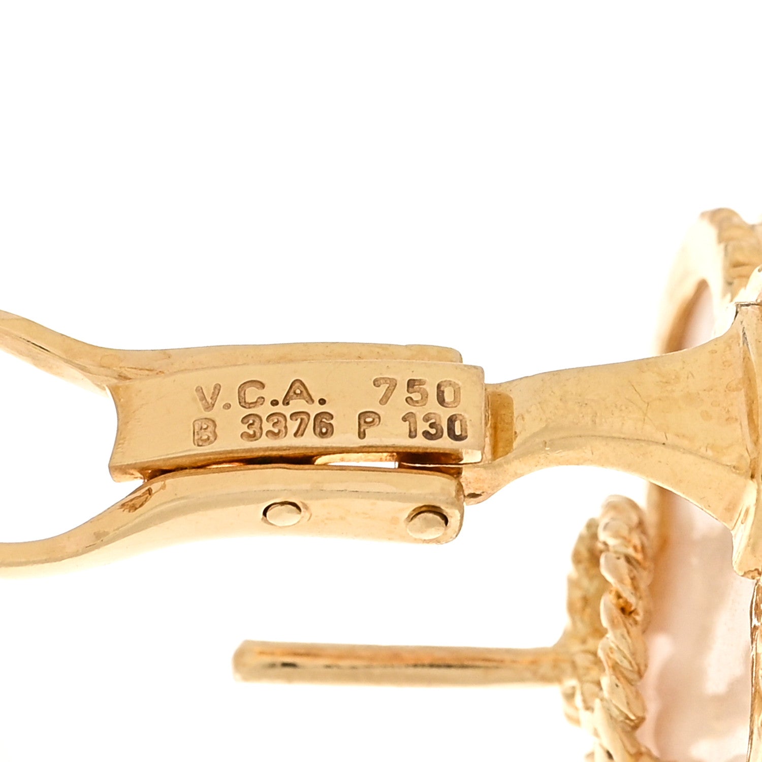 Van Cleef & Arpels 18K Yellow Gold Mother of Pearl Magic Alhambra Earrings 4 of 5