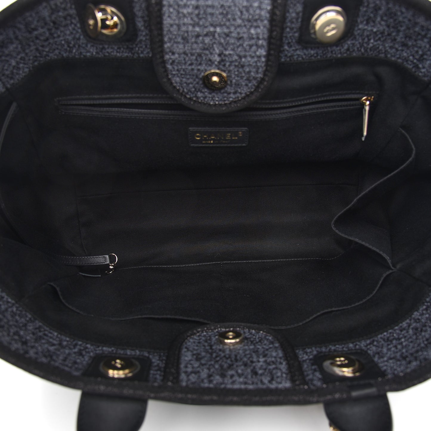 Woven Straw Raffia Large Deauville Tote Black