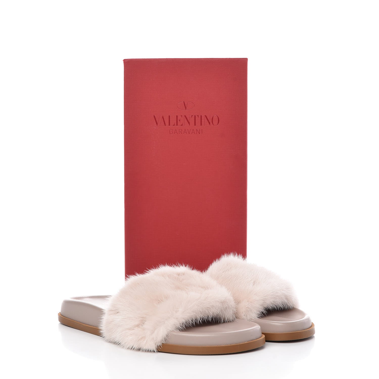 Valentino Garavani Mink Fur Rockstud Slide Sandals 39 Vapeur 9 of 9