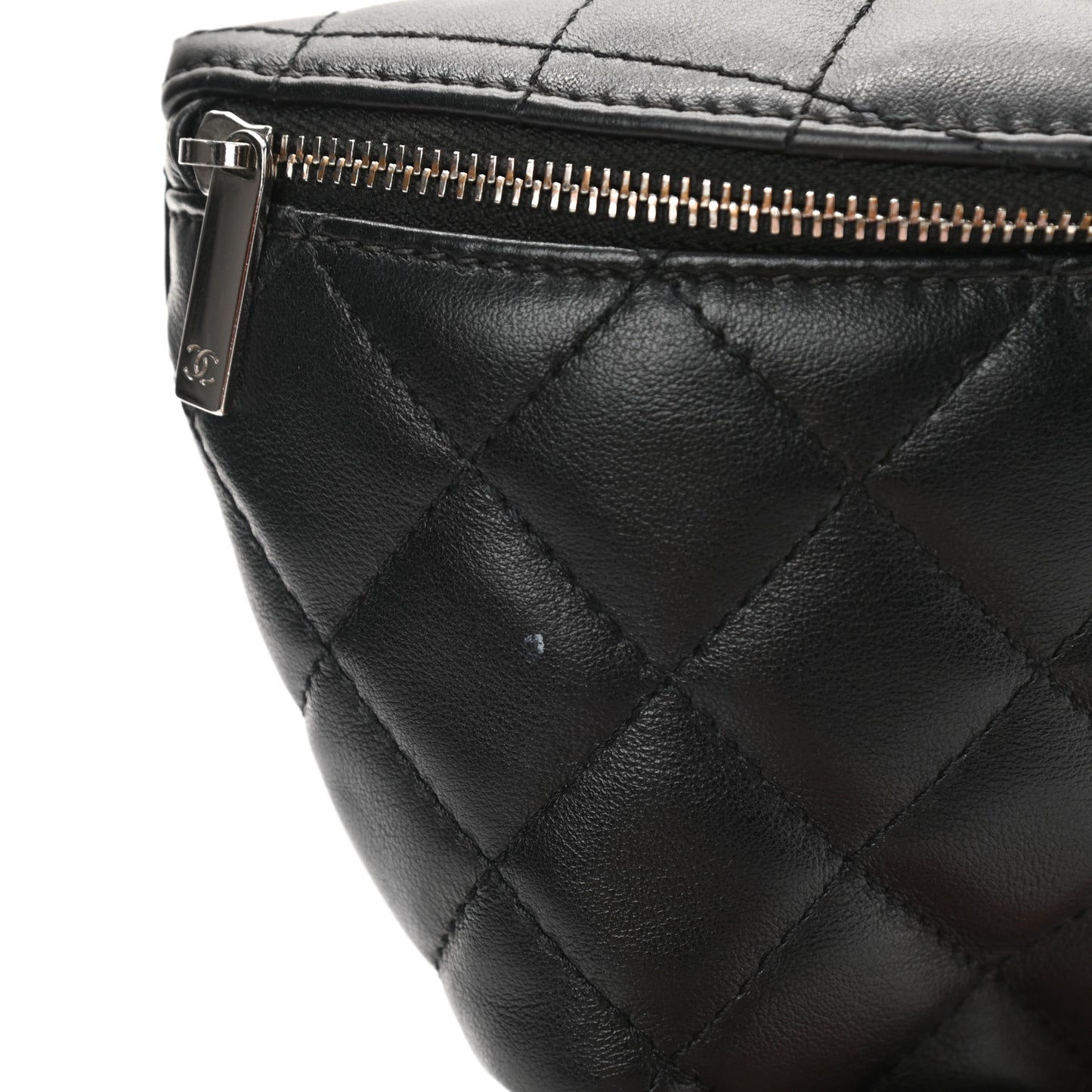 Lambskin Quilted Waist Belt Bag Black