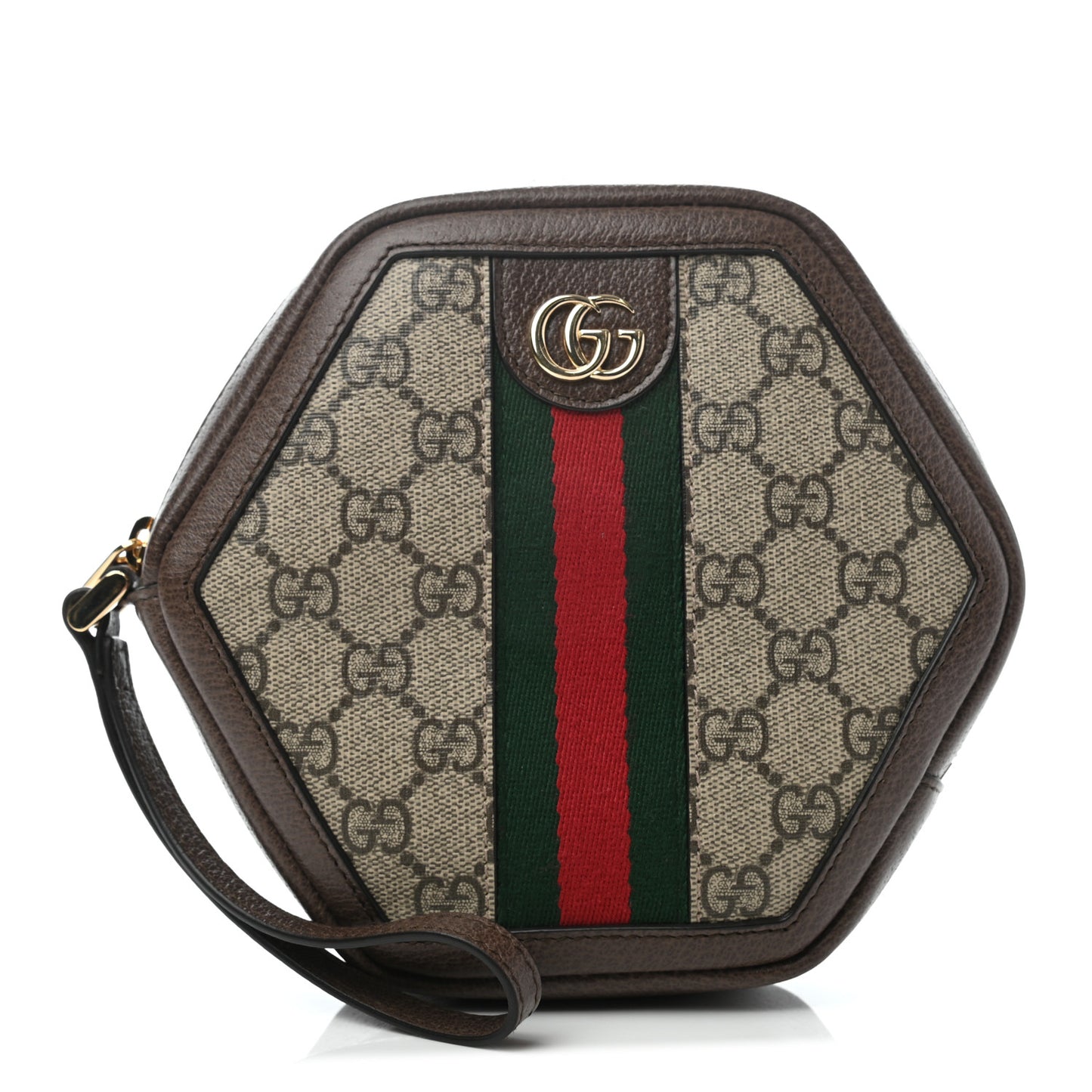 GG Supreme Monogram Web Ophidia Wristlet Pouch Beige New Acero
