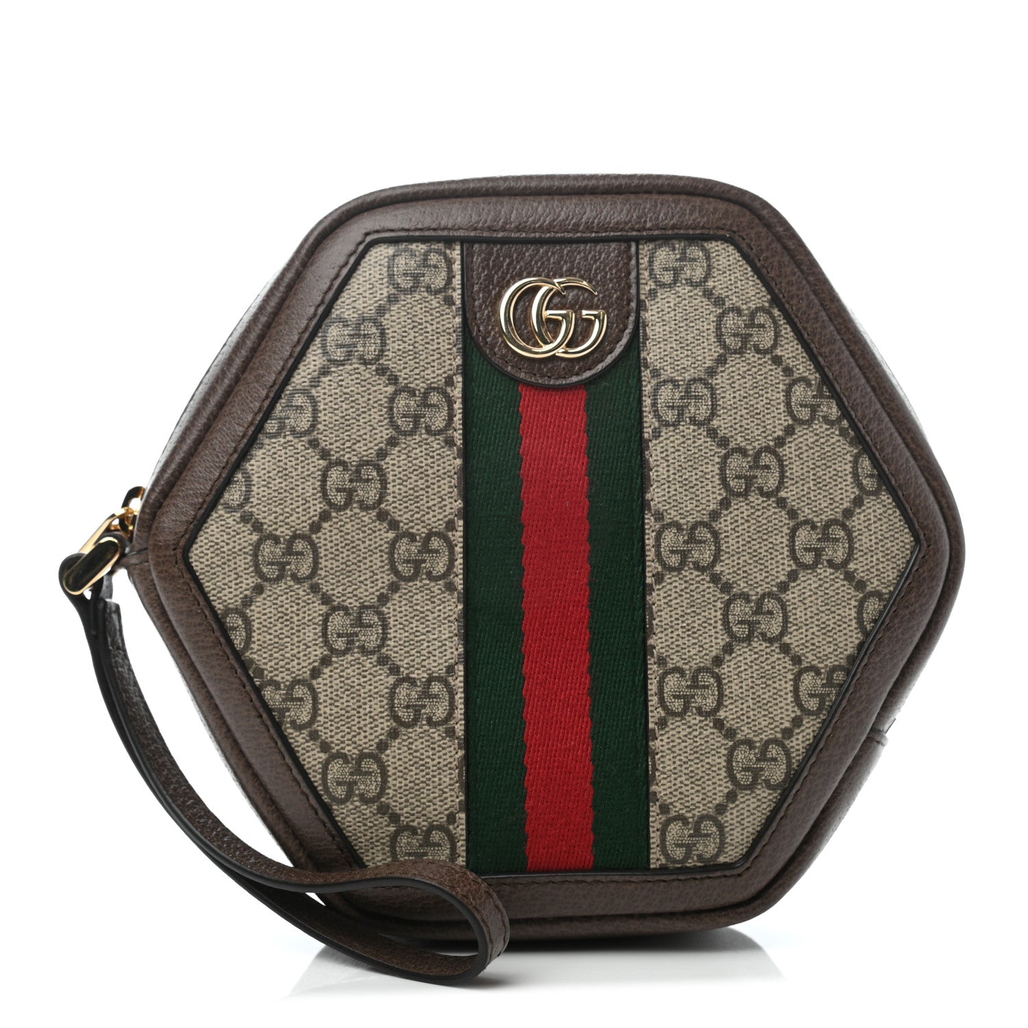 Gucci GG Supreme Monogram Web Ophidia Wristlet Pouch Beige New Acero 1 of 7