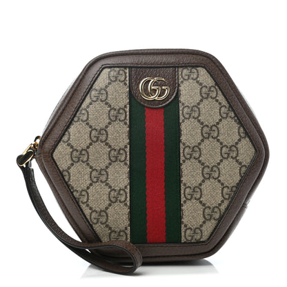 Gucci GG Supreme Monogram Web Ophidia Wristlet Pouch Beige New Acero 1 of 7