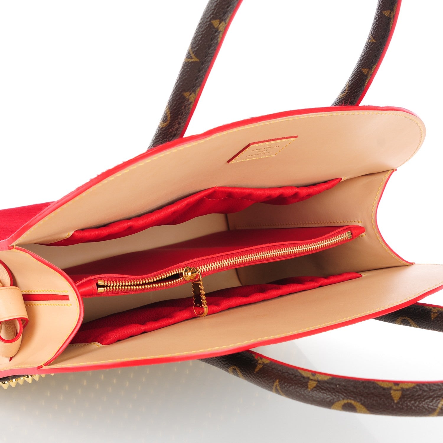 Louis Vuitton Monogram Calf Hair Spikes Iconoclasts Christian Louboutin Tote Red 5 of 7