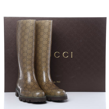 Gucci Rubber Monogram Edinburg Rain Boots 36 Transparent Cocoa 8 of 9