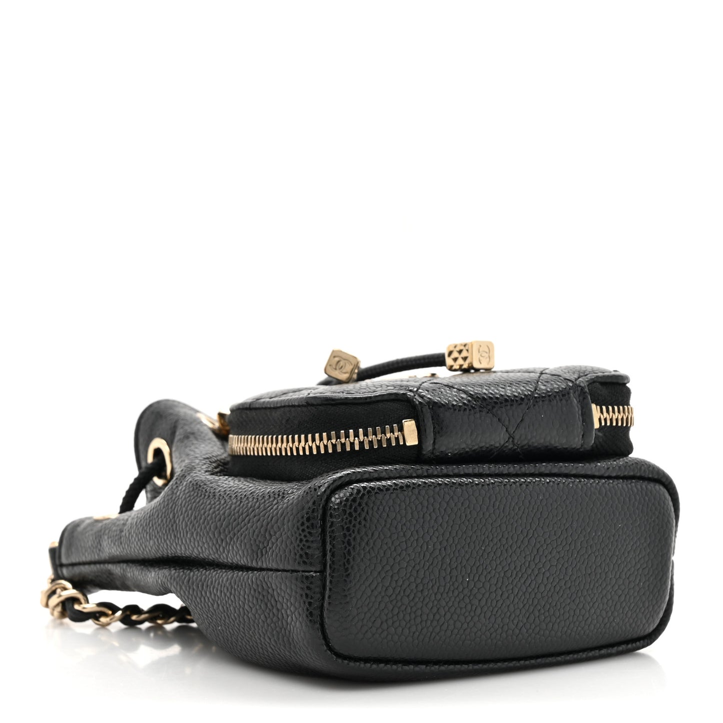Caviar Quilted Mini CC Pocket Bucket Bag Black