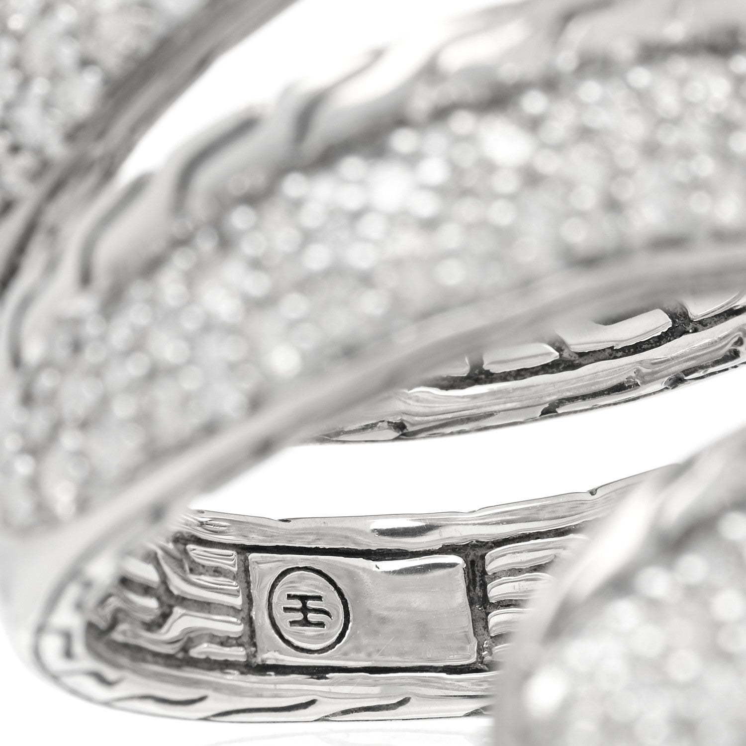 John Hardy Sterling Silver Diamond Classic Chain Pave Wrap Ring 52 6 4 of 4