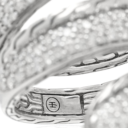 John Hardy Sterling Silver Diamond Classic Chain Pave Wrap Ring 52 6 4 of 4