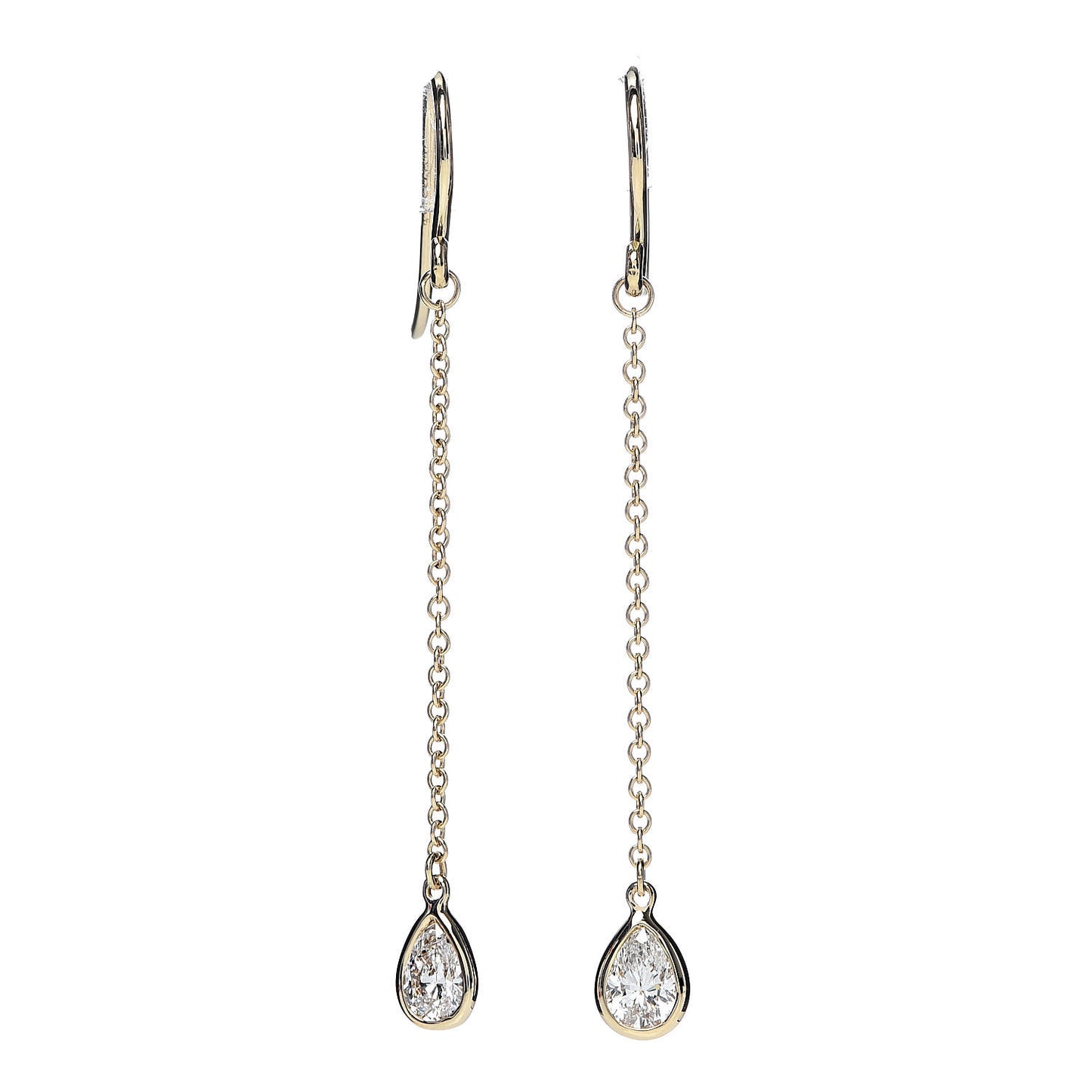 18K Yellow Gold Elsa Peretti Diamonds by the Yard Pear Shape Drop Earrings