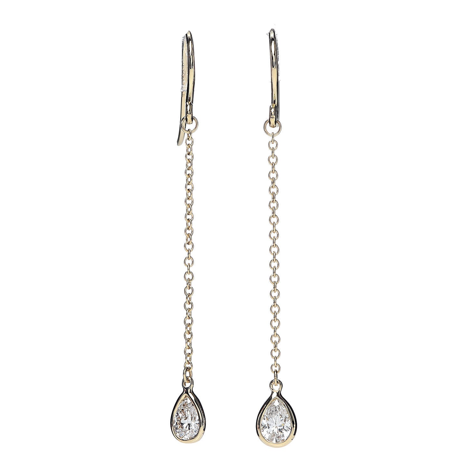 Tiffany 18K Yellow Gold Elsa Peretti Diamonds by the Yard Pear Shape Drop Earrings 1 of 4